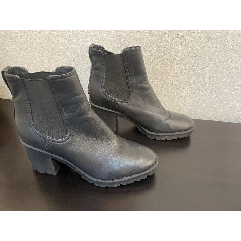 Vince Ankle Boots Womens 10‎ Henderson Chelsea Black Leather Block Heel